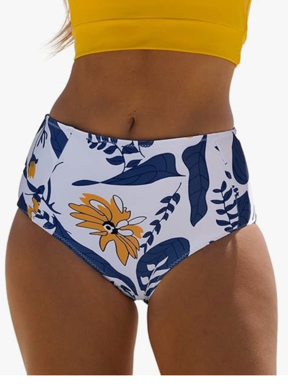 Beachsissi High-Waist Floral Navy and Orange Bikini Bottoms Size XL